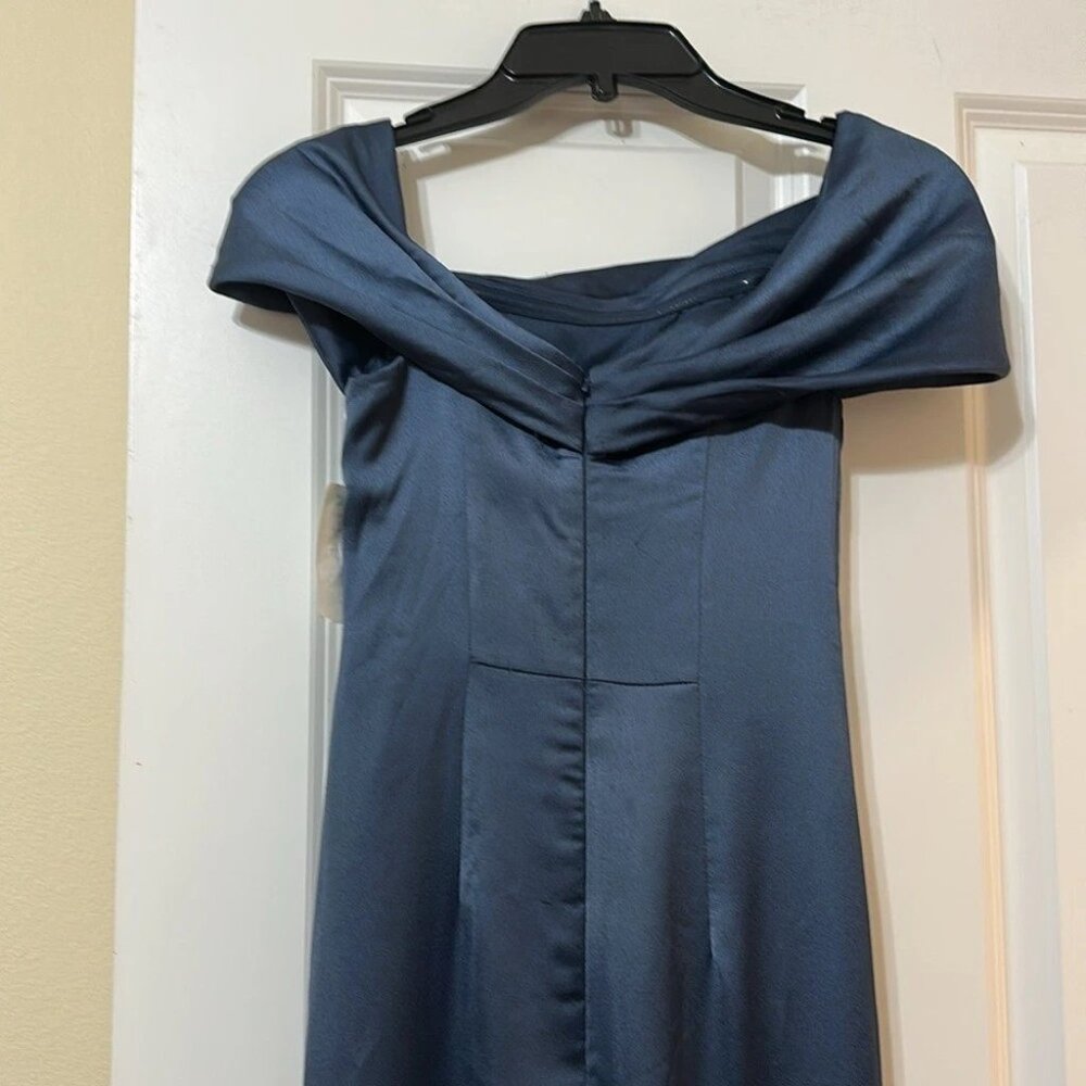 ASOS Design Blue Occasion Maxi Dress Off Shoulder Formal Gown Party - Picture 4 of 11